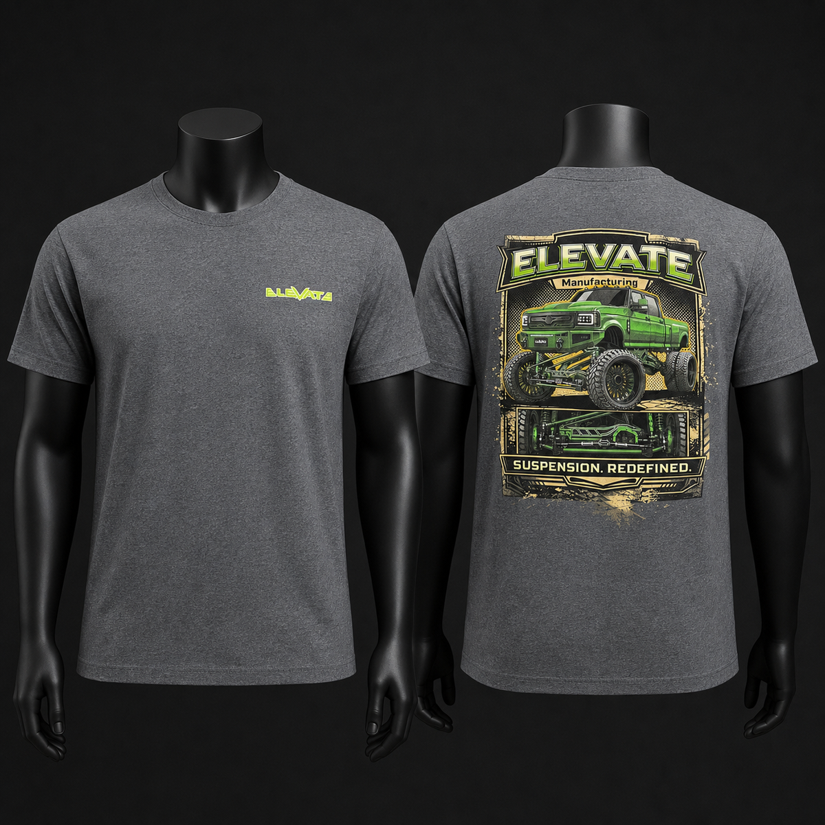 ELEVATE OBS TEE on black mannequin